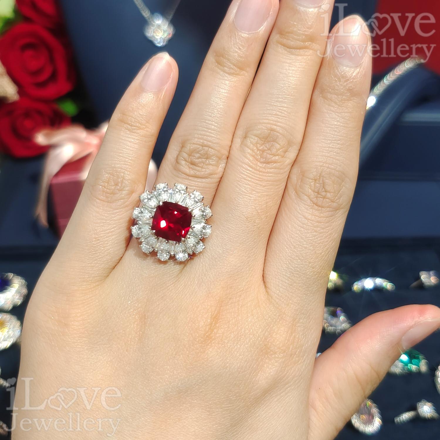 Ruby Red Halo Ring ILR044