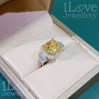 S925 5ct Yellow Radiant Cut Cubic Zirconia Ring ILR040
