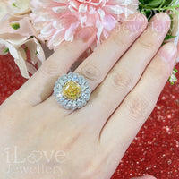 S925 1.5ct Yellow Cushion Cut Cubic Zirconia Ring ILR049