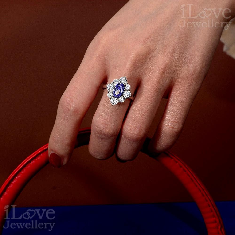 Sapphire Empress Halo Ring ILR001
