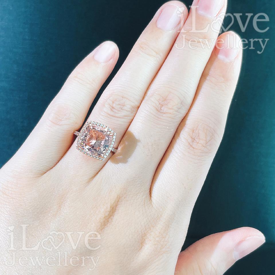 Morganite Cushion Halo Ring ILR028