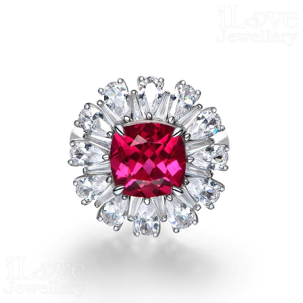 Ruby Red Halo Ring ILR044