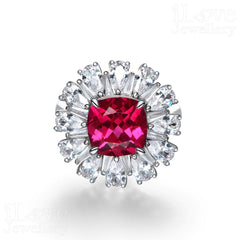 Ruby Red Halo Ring ILR044