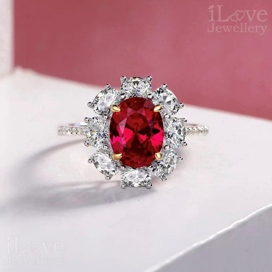 Floral Ruby Cluster Ring ILR002