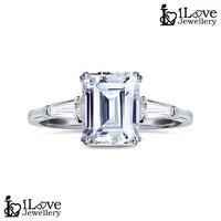Emerald Cut Ring with Side Stones ILR061
