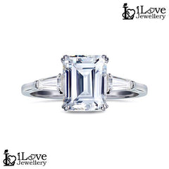 Emerald Cut Ring with Side Stones ILR061