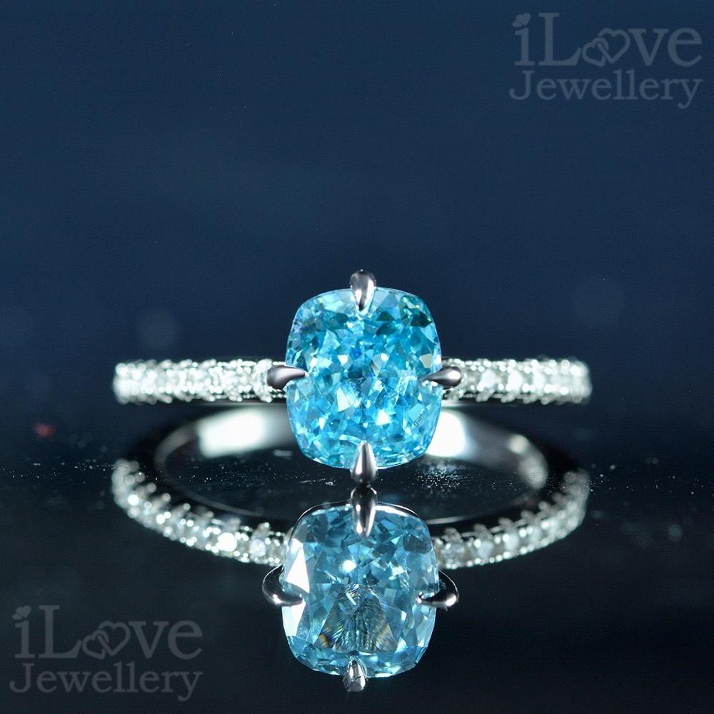 Ocean Whisper Blue Cubic Zirconia Ring ILR038
