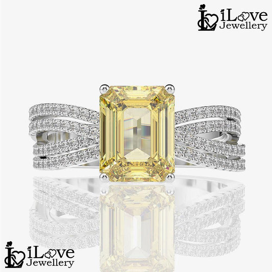 Golden Radiance Emerald-Cut Ring ILR008