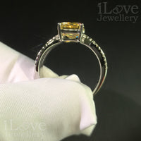 S925 Silver 2.3ct Light Yellow Emerald Cut Zirconia Ring ILR008