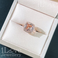 S925 5ct Cushion Cut Morganite Zircon Ring ILR028
