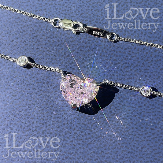 Pink Heartbeat Chain Necklace ILN010