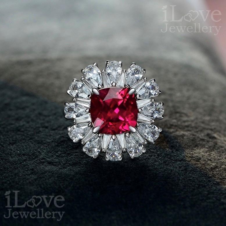 Ruby Red Halo Ring ILR044
