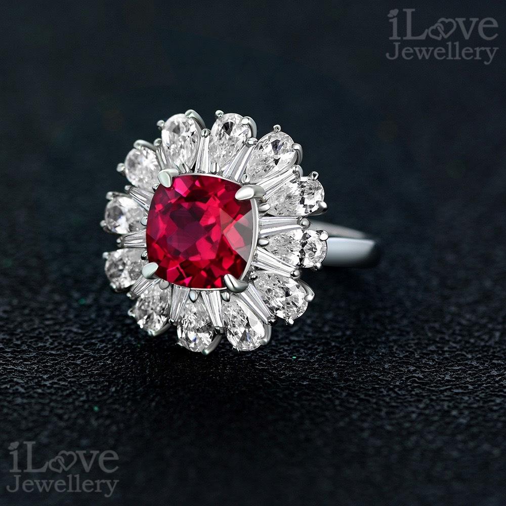 Ruby Red Halo Ring ILR044
