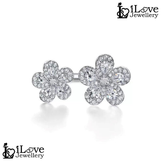 Blooming Duo Adjustable Flower Ring ILR048