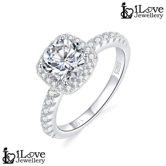 Cushion-Cut Halo Moissanite Ring ILR207