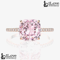 Pink Cushion CZ Solitaire Ring ILR003