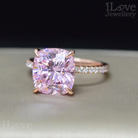 Pink Cushion CZ Solitaire Ring ILR003