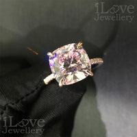 Pink Cushion CZ Solitaire Ring ILR003