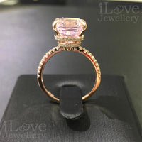 Pink Cushion CZ Solitaire Ring ILR003