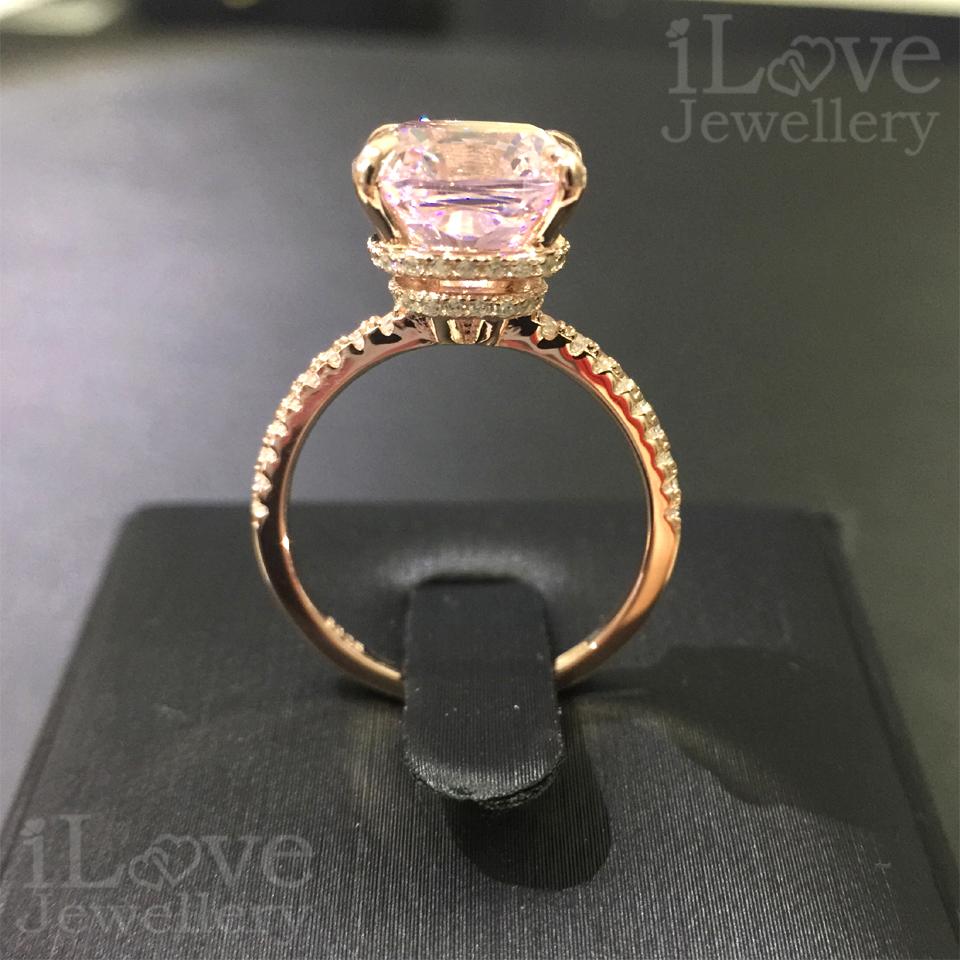 Pink Cushion CZ Solitaire Ring ILR003