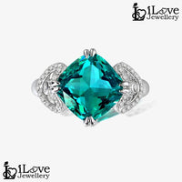 Radiant Cushion Cut Green Cocktail Ring ILR032