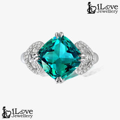 Radiant Cushion Cut Green Cocktail Ring ILR032
