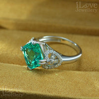 Radiant Cushion Cut Green Cocktail Ring ILR032