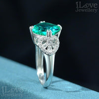 Radiant Cushion Cut Green Cocktail Ring ILR032