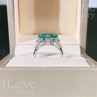 Radiant Cushion Cut Green Cocktail Ring ILR032