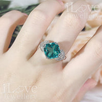 Radiant Cushion Cut Green Cocktail Ring ILR032