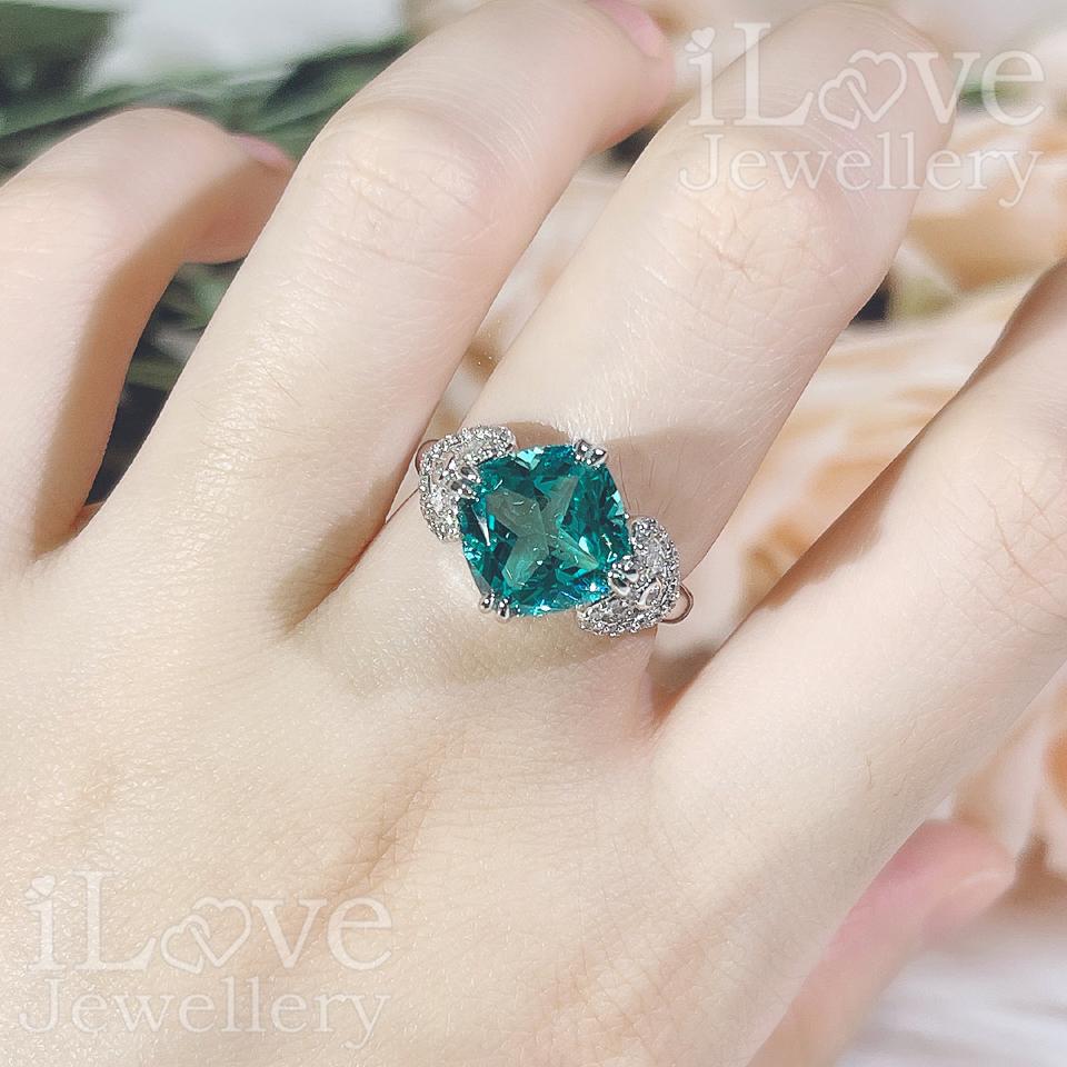 Radiant Cushion Cut Green Cocktail Ring ILR032