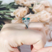 Radiant Cushion Cut Green Cocktail Ring ILR032