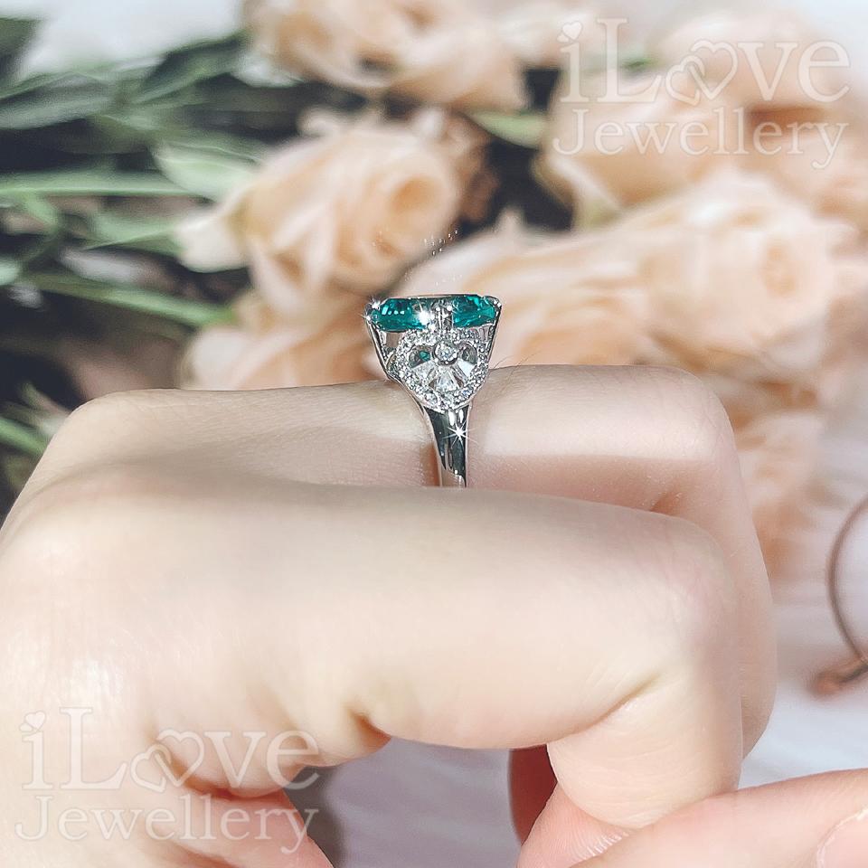 Radiant Cushion Cut Green Cocktail Ring ILR032