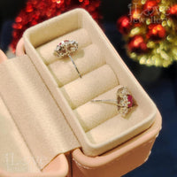 Ruby Blossom Cluster Earrings ILE022
