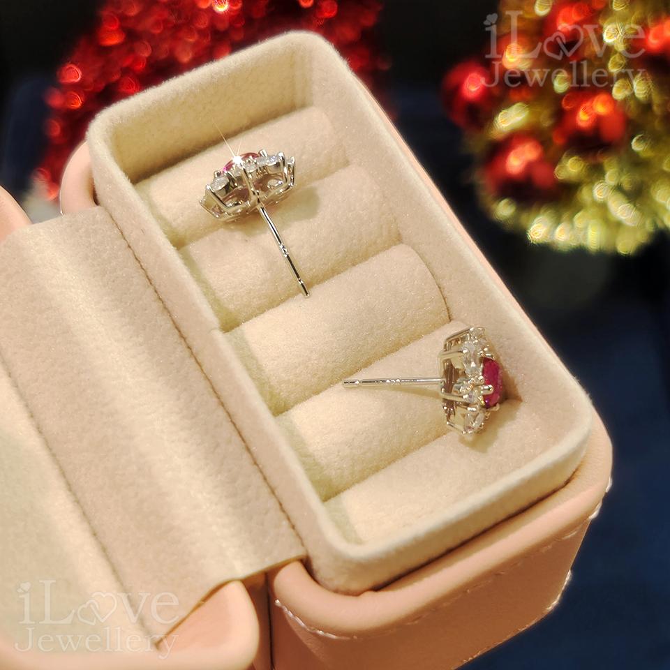Ruby Blossom Cluster Earrings ILE022