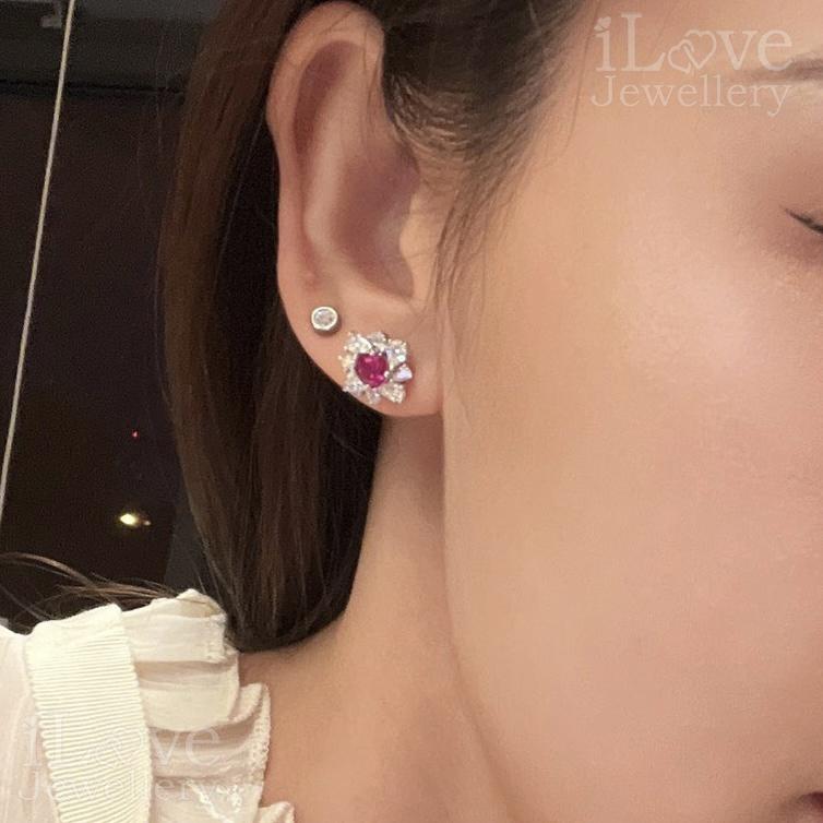 Ruby Blossom Cluster Earrings ILE022