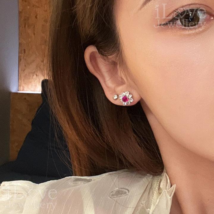Ruby Blossom Cluster Earrings ILE022
