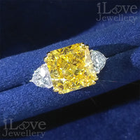 S925 Silver 5.0ct Yellow Square Cubic Zirconia Ring ILR009