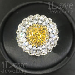 S925 1.5ct Yellow Cushion Cut Cubic Zirconia Ring ILR049