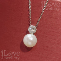 S925 Natural Freshwater Pearl Zircon Pendant Necklace ILN103