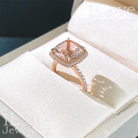 Morganite Cushion Halo Ring ILR028