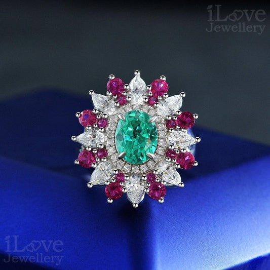 Floral Cocktail Adjustable Ring ILR057