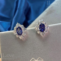 Royal Blue Cluster Stud Earrings ILE001