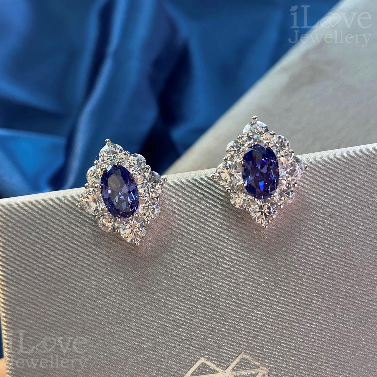 Royal Blue Cluster Stud Earrings ILE001