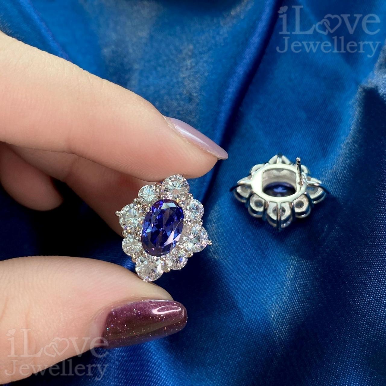 Royal Blue Cluster Stud Earrings ILE001