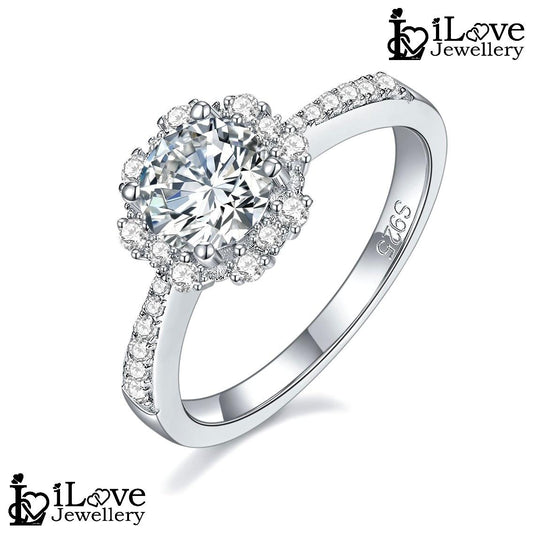 Rosette Floral Halo Moissanite Ring ILR208