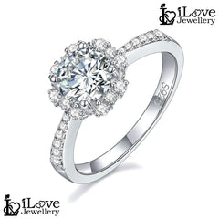 Rosette Floral Halo Moissanite Ring ILR208