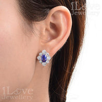 Royal Blue Cluster Stud Earrings ILE001