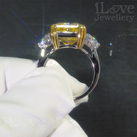 S925 Silver 5.0ct Yellow Square Cubic Zirconia Ring ILR009