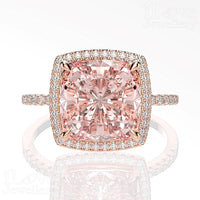 Morganite Cushion Halo Ring ILR028